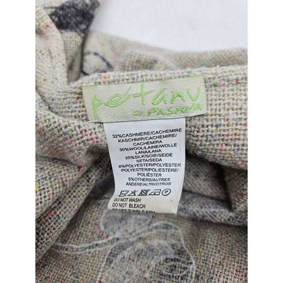 Anthropologie Petanu Floral Applique Kimono One Size Cashmere Wool Silk Sweater - Picture 6 of 7